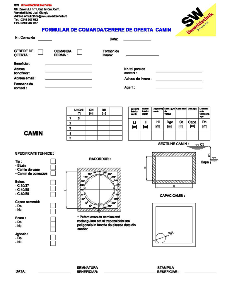 Formular de comanda camin