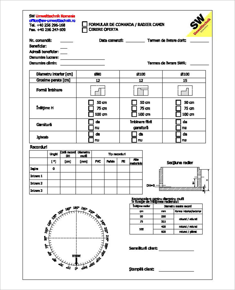 Formular de comanda radier camin dn800-1000